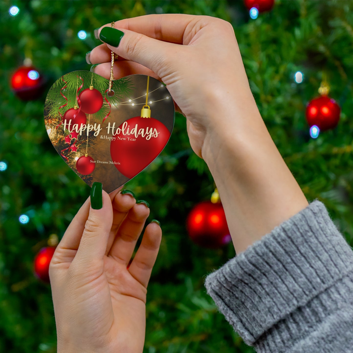 Happy Holidays (D) Ornament, 2 Shapes