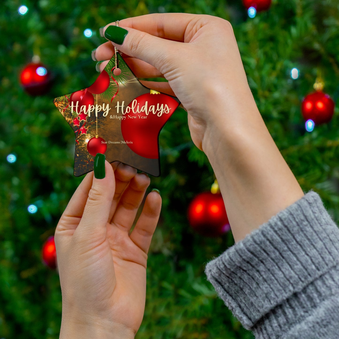 Happy Holidays (D) Ornament, 2 Shapes