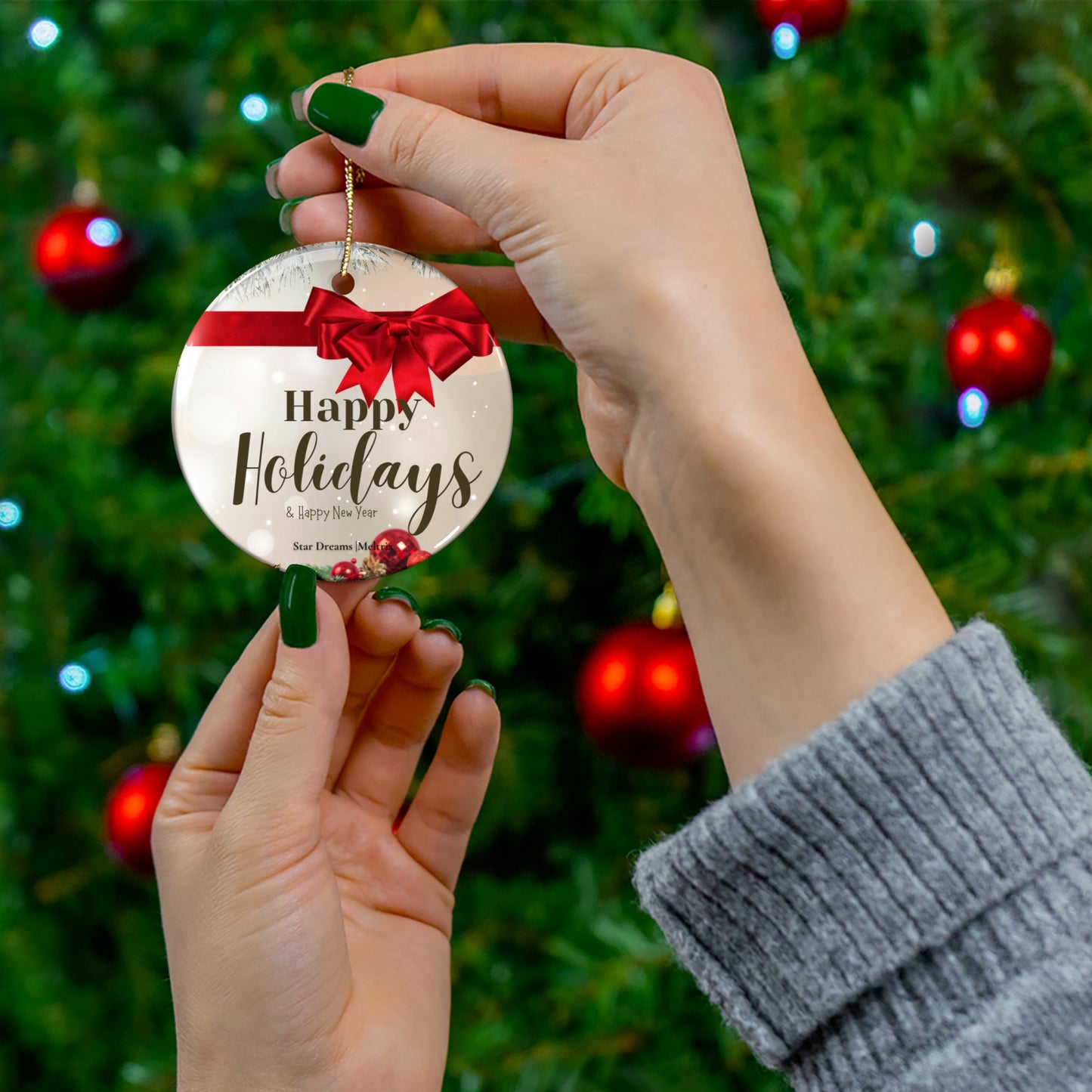 Happy Holidays (B) Ornament, 2Shapes